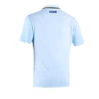 Thumbnail for Rear of light blue Sparco Gulf Polo with embroidered Sparco tag below the collar and solid color back.