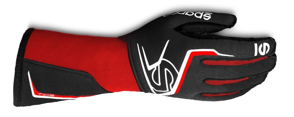 Sparco Tide-K Kart Racing Glove - Black / Red 00286RSNR Front Image