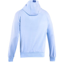 Thumbnail for Rear view of light blue Sparco Gulf Hoodie showing plain back and blue Sparco tag on the hood.