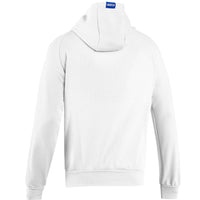 Thumbnail for Rear view of white Sparco Gulf Hoodie with solid back and blue Sparco tag on the hood seam.

