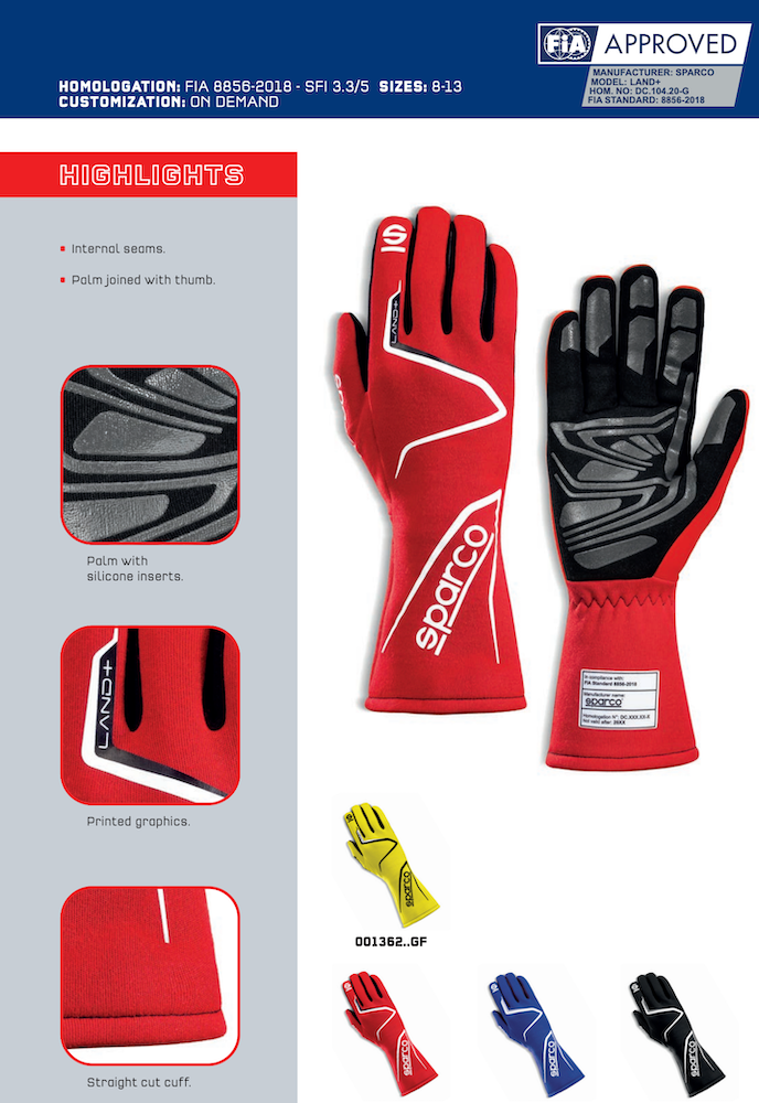 Sparco Land+ Nomex Gloves