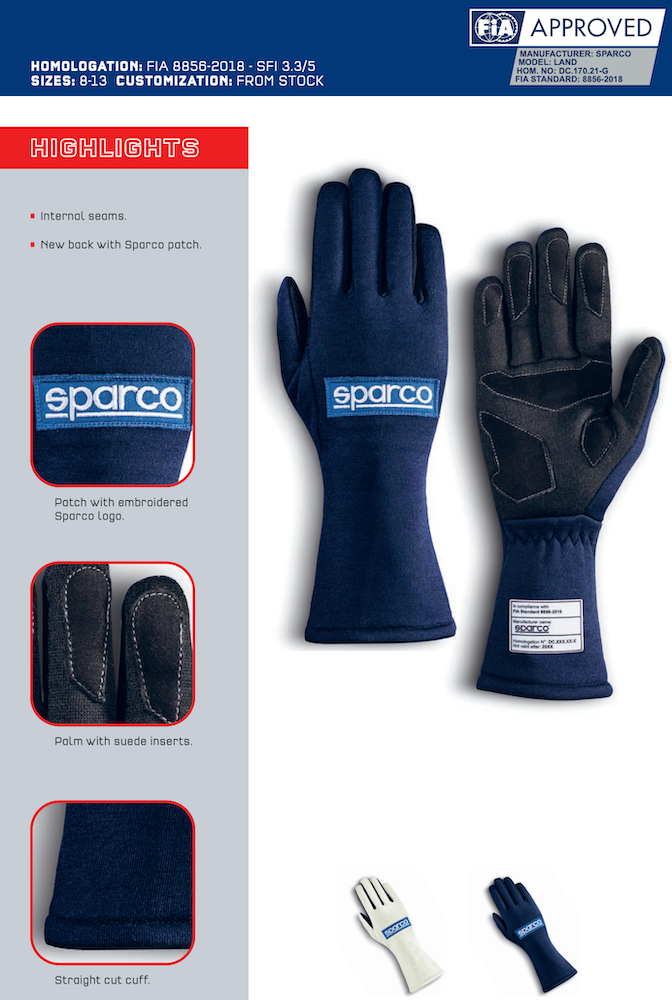 Sparco Land Classic Nomex Gloves