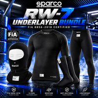 Thumbnail for Sparco RW-7 white Nomex racing underwear bundle with balaclava, shirt, pants and socks FIA 8856-2018 certified