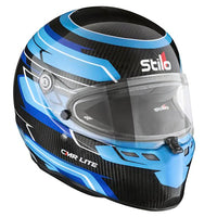 Thumbnail for Stilo ST6 CMR Carbon Lite Blue youth karting helmet designed for high-impact protection and comfort