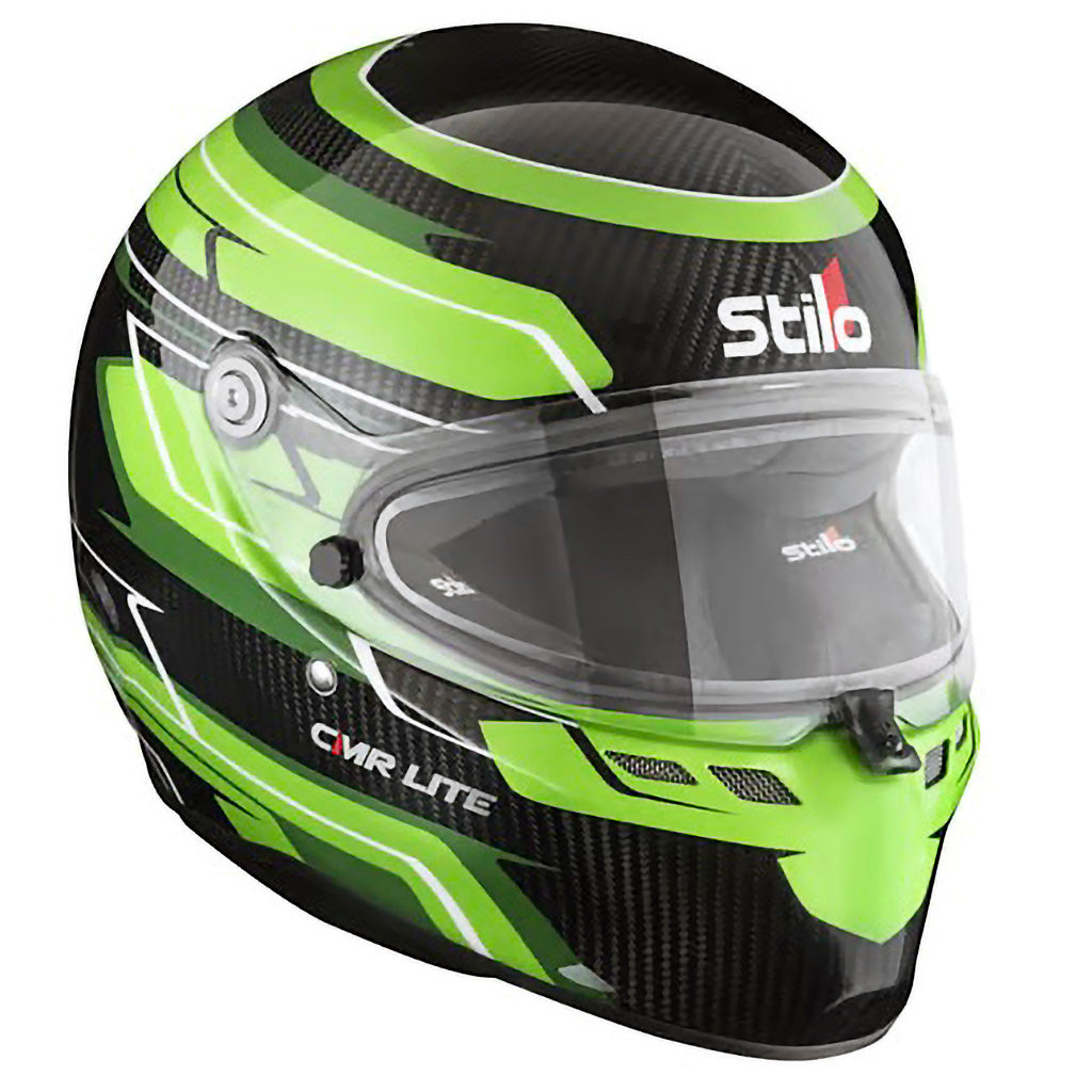 Stilo ST6 CMR Carbon Lite Green youth karting helmet designed for competitive junior racing