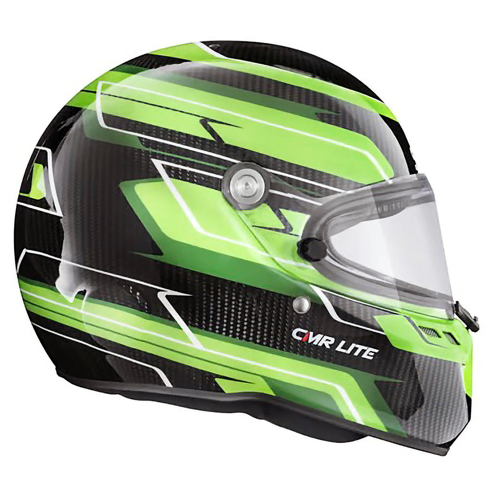 FIA CMR approved Stilo ST6 Carbon Lite Green kart racing helmet with advanced ventilation