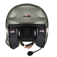 Thumbnail for Stilo Venti4 Trophy Plus Titanium SA2025 FIA 8859 Rally Helmet front view with open face interior and microphone boom-image