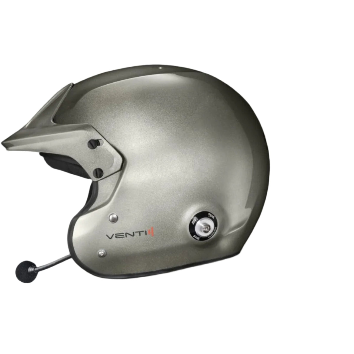 Stilo Venti4 Trophy Plus Titanium SA2025 FIA 8859 Rally Helmet right side profile with microphone boom-image
