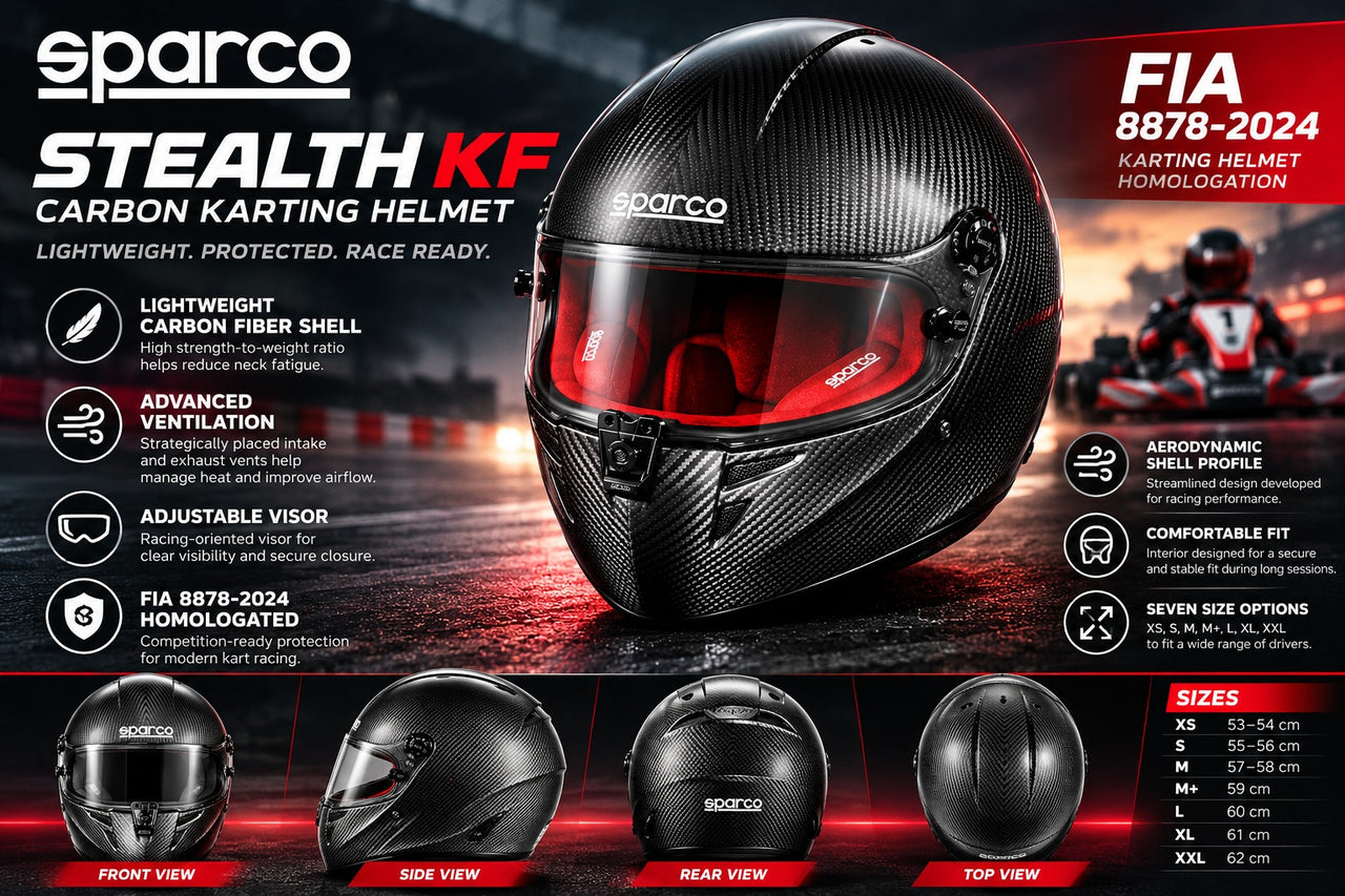 Sparco Stealth Carbon Fiber Karting Helmet | FIA 8878-2024