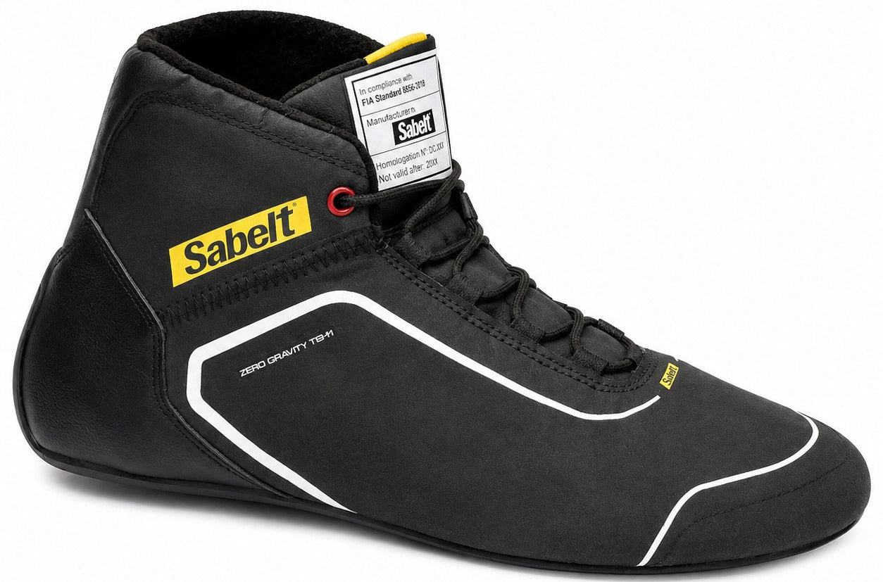Sabelt TB-11 Zero Gravity racing shoes in black right-facing side view on white background