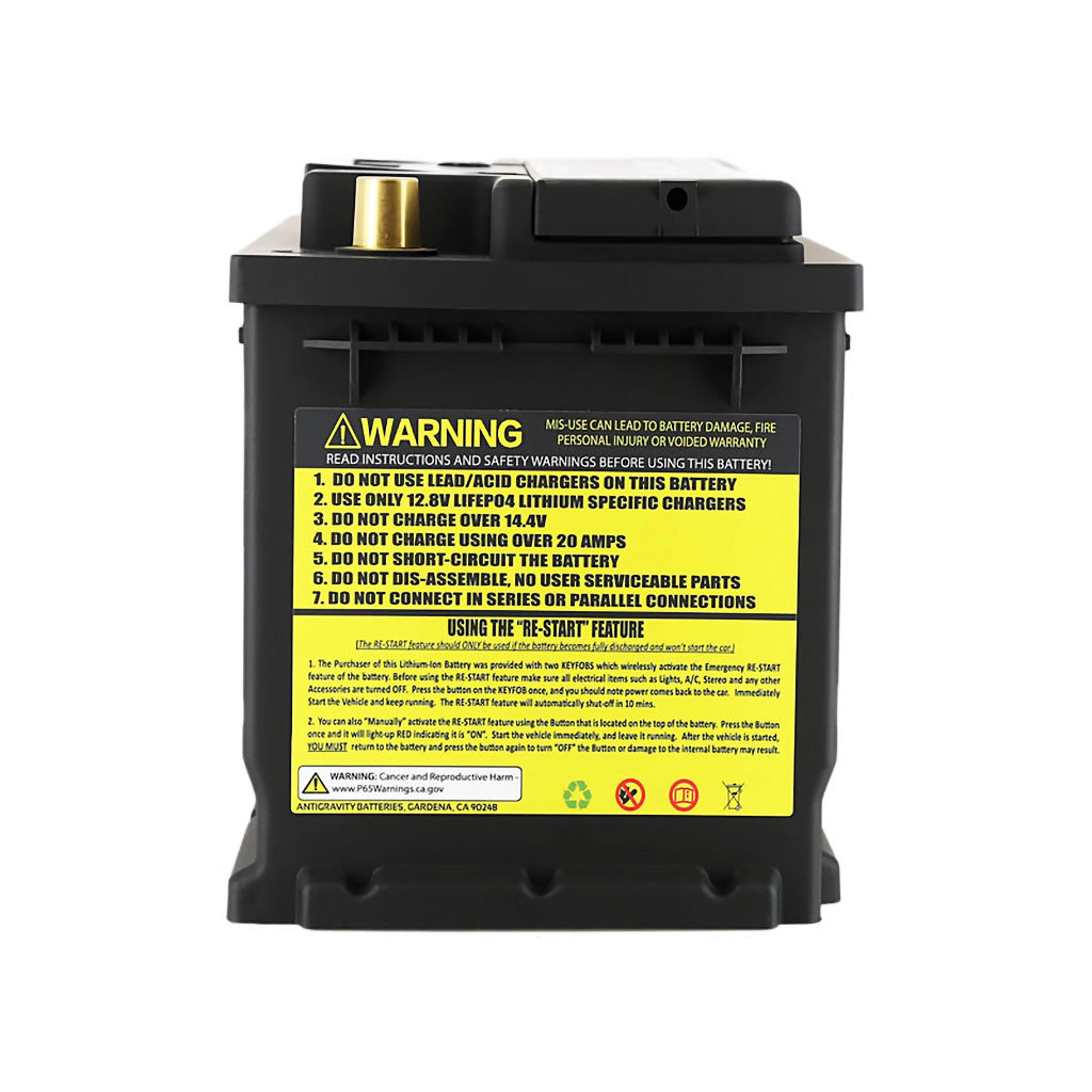 Antigravity H5 lithium battery warning label for Group 47 automotive fitment