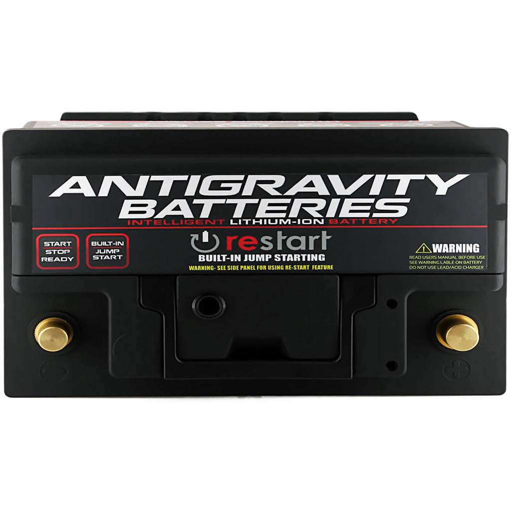 Antigravity Batteries lithium-ion battery with restart feature on a white background