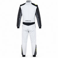 Thumbnail for White and black racing suit with visible branding on a white background