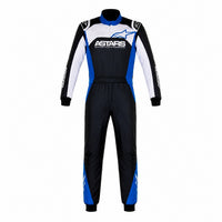 Thumbnail for Front view of the Alpinestars Atom racing suit in black, white, and blue.