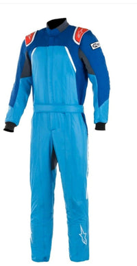 Thumbnail for Alpinestars GP Pro Comp racing suit in blue with red shoulder accents on a white background