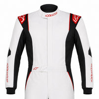 Thumbnail for Alpinestars GP Tech v4 white and black driver race suit half image with red accents on a clean white background.