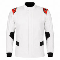 Thumbnail for Alpinestars Hypertech V2 white fire suit half-suit image with red shoulder accents and black side panels on white background