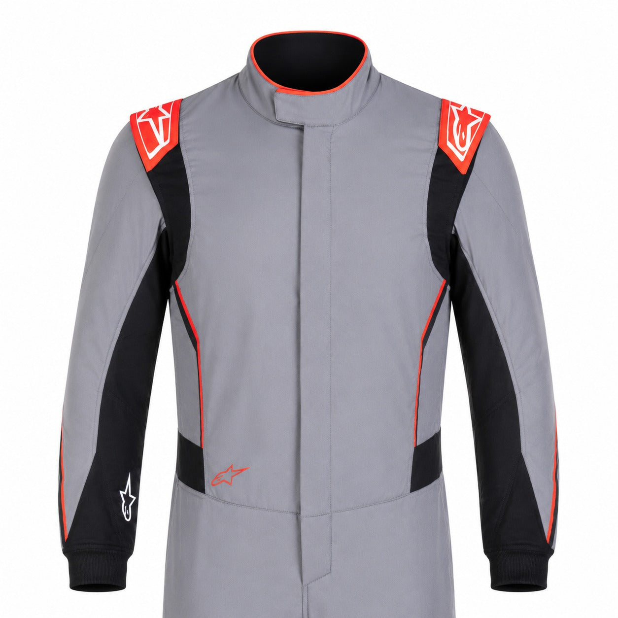 Alpinestars Hypertech v3 grey and red half suit image with black stretch panels and clean white background