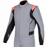 Thumbnail for Alpinestars Hypertech V3 grey and red driver race suit half image with black panels on a clean white background
