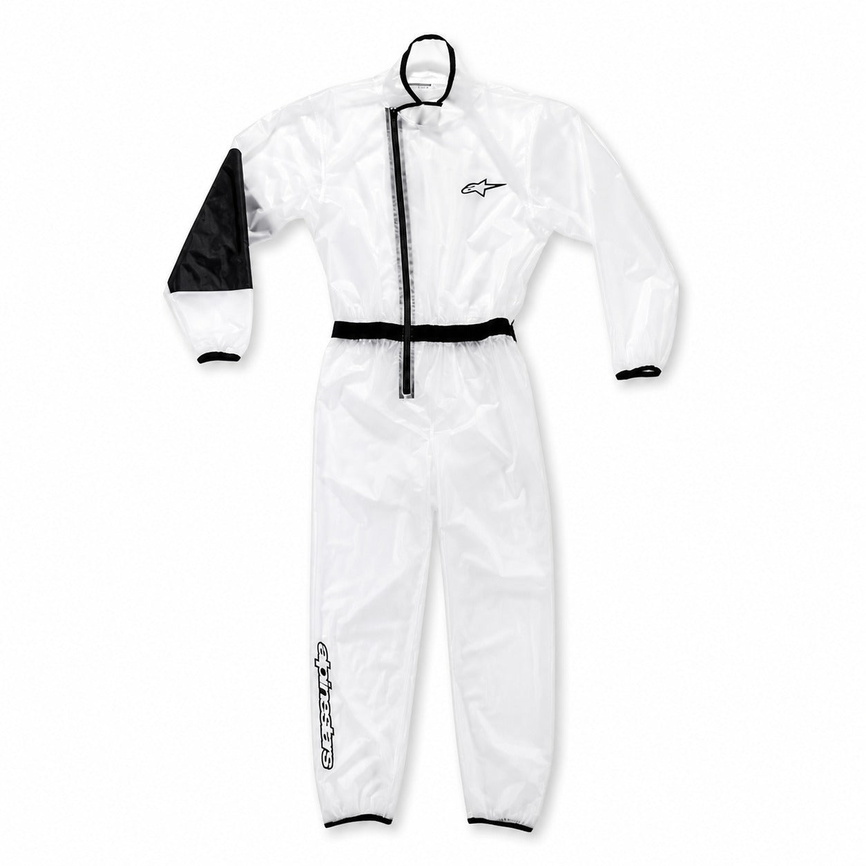 Alpinestars Kart Racing Rain Suit lightweight waterproof karting rain suit with elastic cuffs and black reinforced right elbow panel.