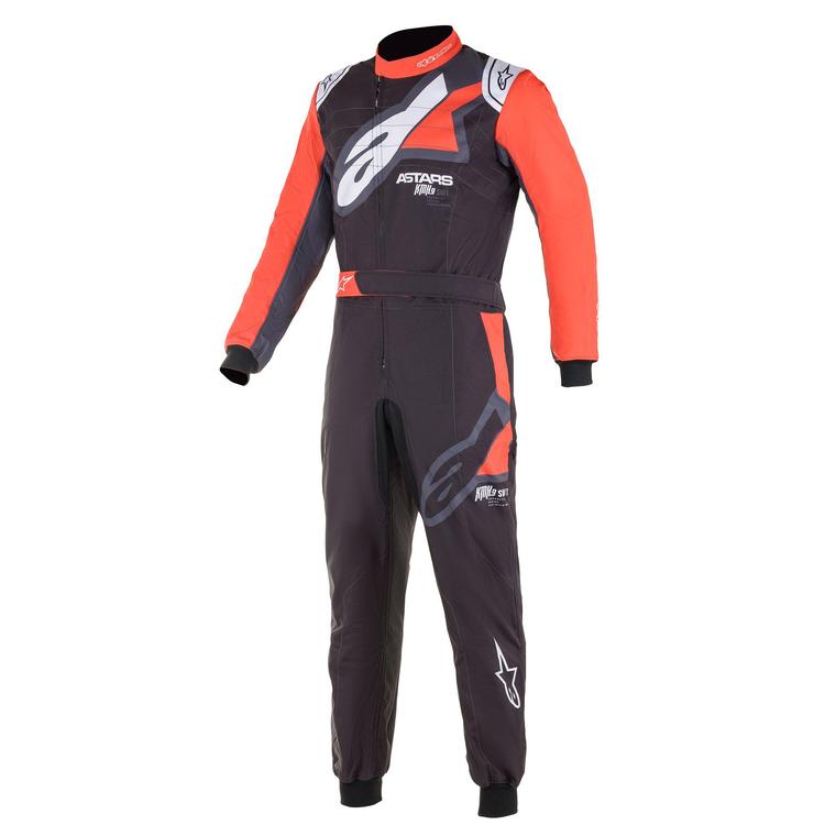 Alpinestars KMX-9 v2 Graphic 1 Kart Racing Suit - Competition MotorsportAlpinestars KMX-9 v2 Graphic 1 Kart Racing Suit Black / Red Front Image