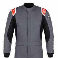Thumbnail for Alpinestars Knoxville v2 Fire Suit grey black and red front half view racing suit.