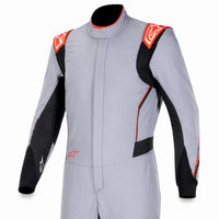 Thumbnail for Alpinestars racing suit in grey with orange accents shown as a half front product image on a clean white background