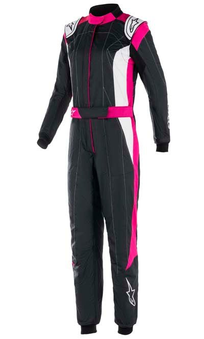 ALPINESTARS STELLA GP GP PRO COMP V2 WOMENS RACE SUIT BLACK / PINK FRONT IMAGE