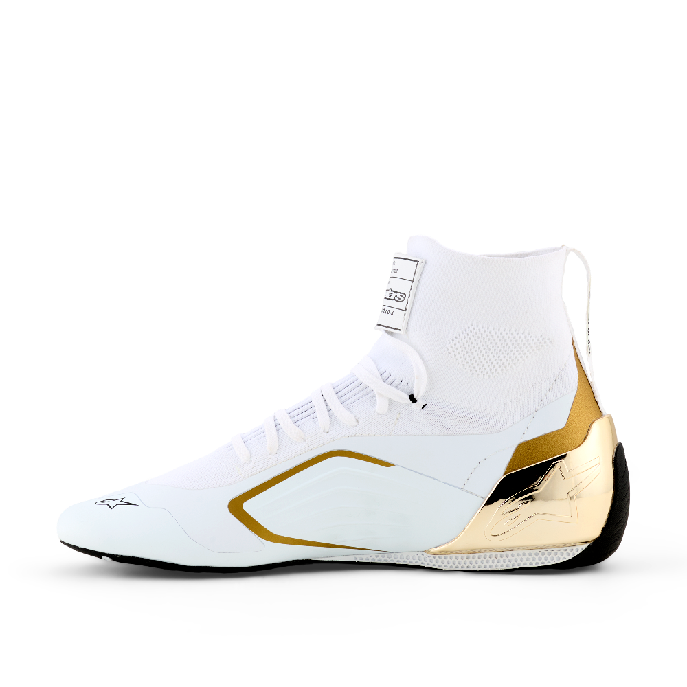 Alpinestars Supertech K shoes white and gold left side view