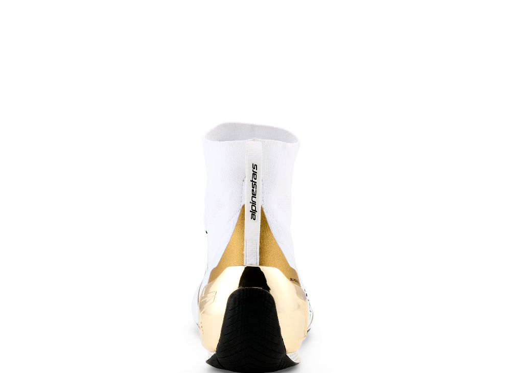 Alpinestars Supertech K karting shoes white gold rear heel view