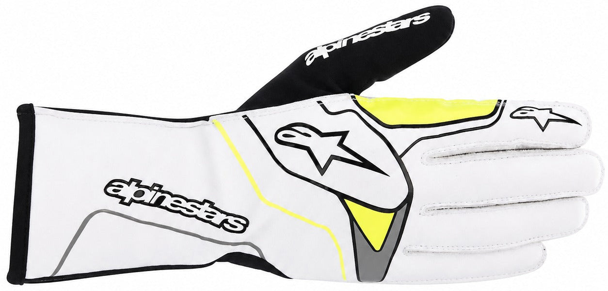 Alpinestars Tech-1 KX v3 Karting Glove in white and yellow facing right