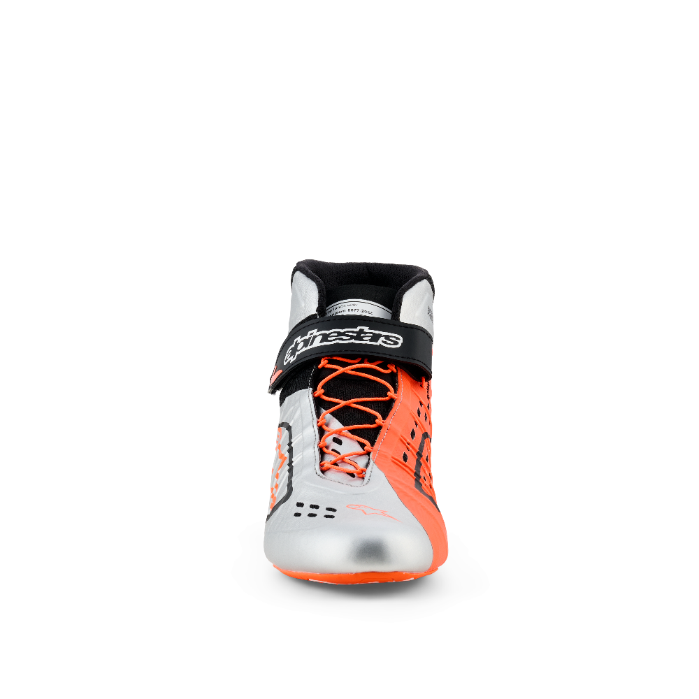 Alpinestars Tech-1 KX v3 karting shoes white orange black front view
