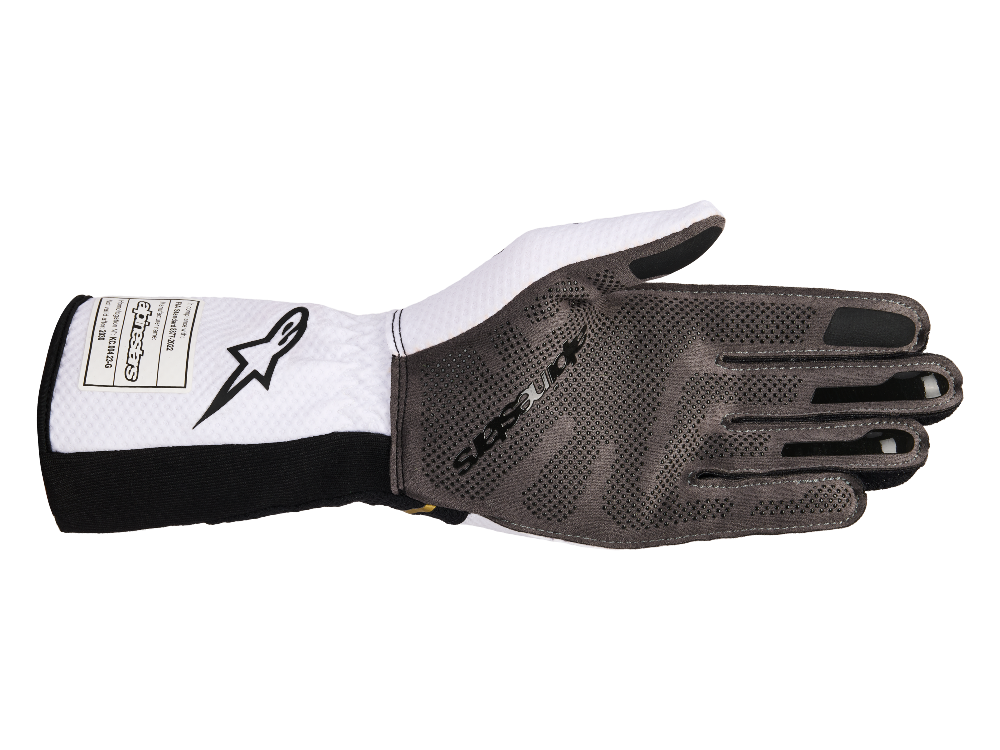 Alpinestars Tech-1 KX v4 Karting Gloves White/Black/Gold front view