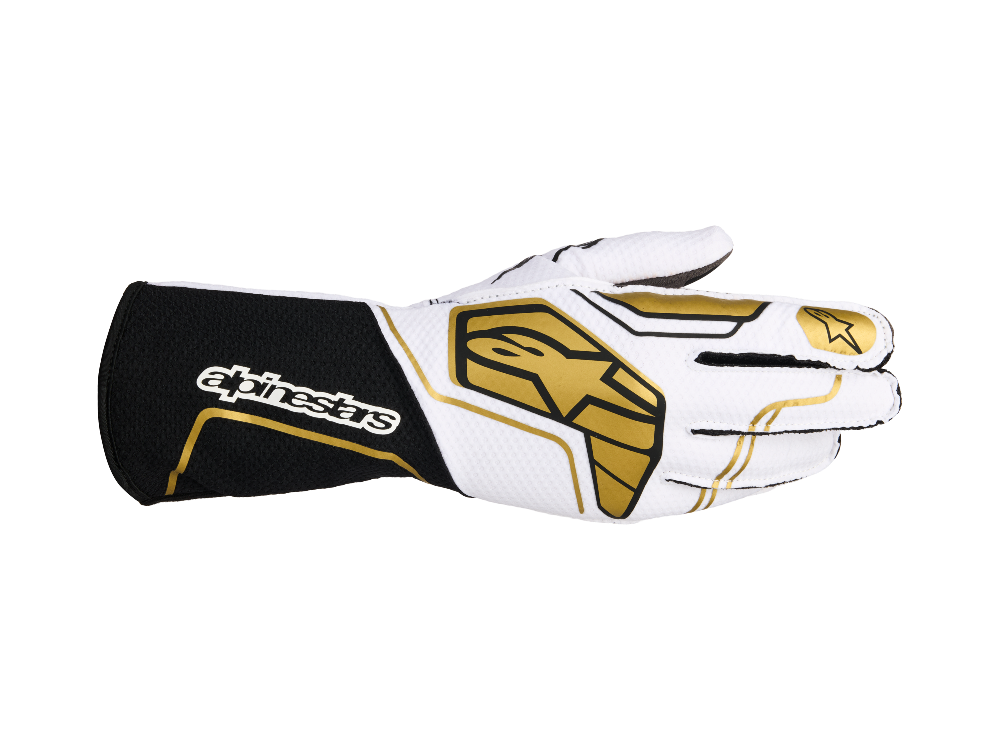 Alpinestars Tech-1 KX v4 Karting Gloves White/Black/Gold back view