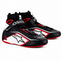 Thumbnail for Alpinestars Tech-1 Z V2 racing shoes in black, white, and red with high-top ankle support and lightweight motorsport design