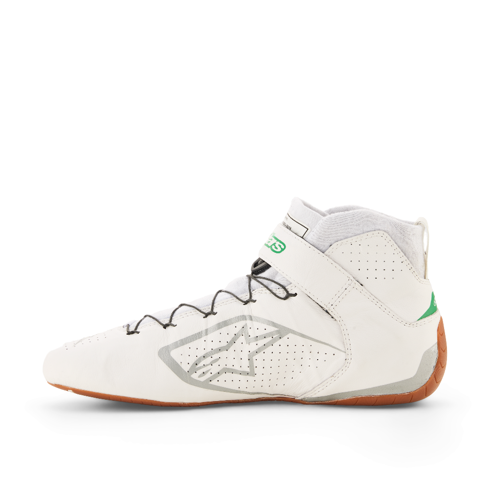 Alpinestars Tech-1 Z v3 racing shoes white green fluo left side view