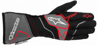 Thumbnail for Alpinestars Tech-1 ZX v2 black, gray, and red Nomex racing glove shown straight with the fingers facing right on a white background