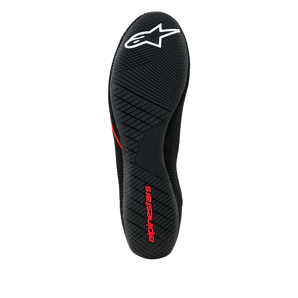 Alpinestars Tech Gaming Shoe black and red sole bottom view