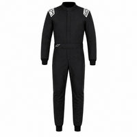 Thumbnail for Alpinestars Vapor Driver Race Suit black and white front view with SFI 3.2A/5 fire-resistant construction.