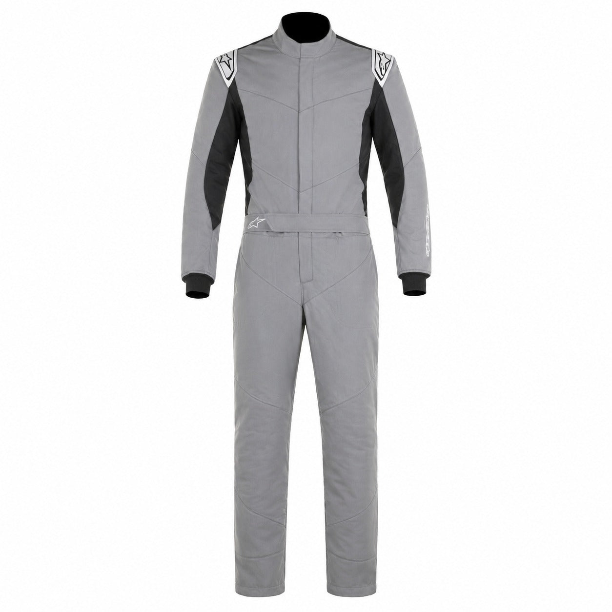 Alpinestars Vapor Driver Race Suit grey and black front view with SFI 3.2A/5 fire-resistant construction.