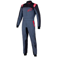 Thumbnail for Alpinestars KMX-9 V3 Graphic 6 Kart Racing Suit in gray and red front view