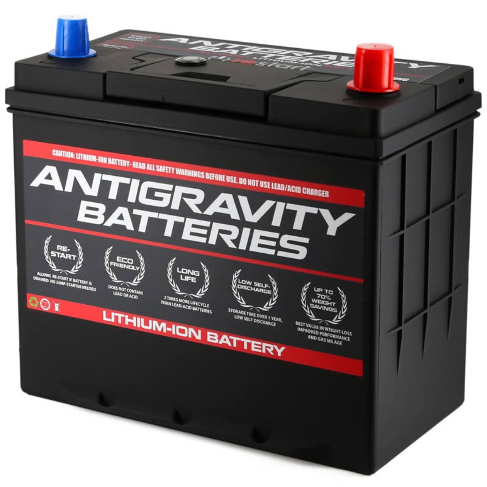 antigravity group 51r lithium battery three quarter angle showing terminals and case – image