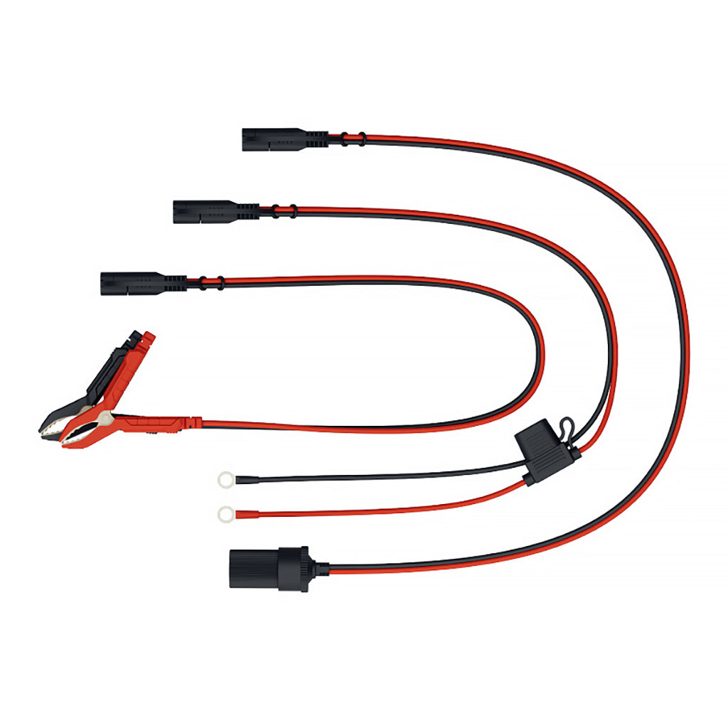 SC-4 charger kit contents including clamps, pigtail, and user manual
