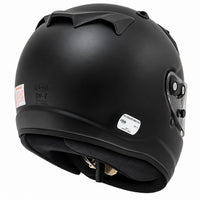 Thumbnail for Arai GP-7 SA2020 full-face racing helmet in Matte Black, shown from a rear three-quarter angle featuring the aerodynamic rear exhaust vents, PBcLc composite shell, shield pivot hardware, padded neck roll, and Snell SA2020 and FIA 8859-2015 certification markings on a clean white background.