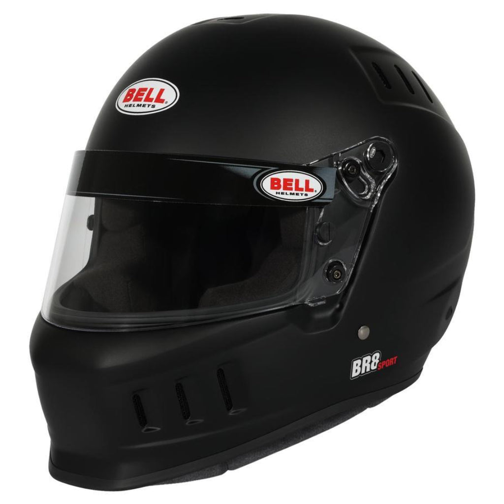 Bell BR8 Sport matte black full face helmet left side profile showing ventilation ports image