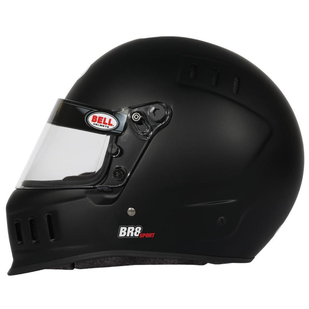 Bell BR8 Sport matte black full face helmet left side profile showing ventilation ports image