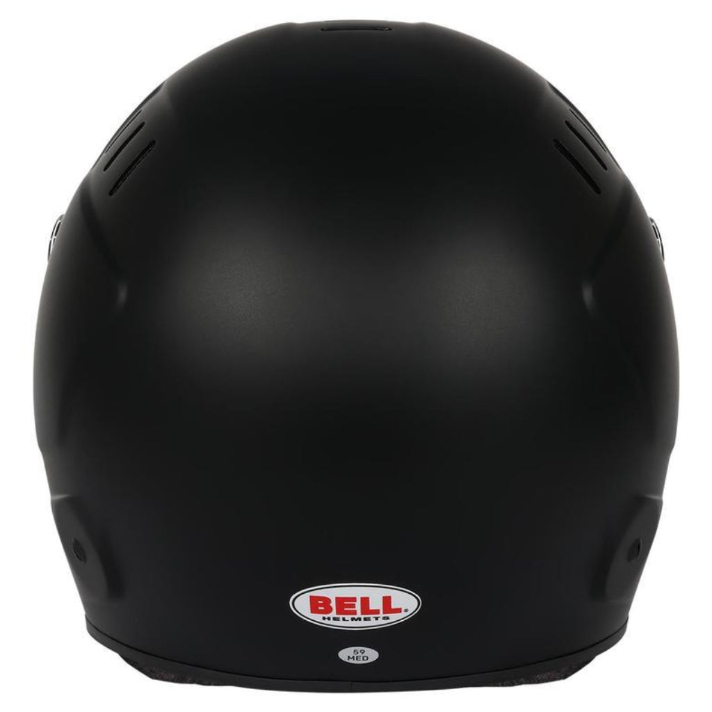 Bell BR8 Sport matte black full face helmet rear view with Bell logo image