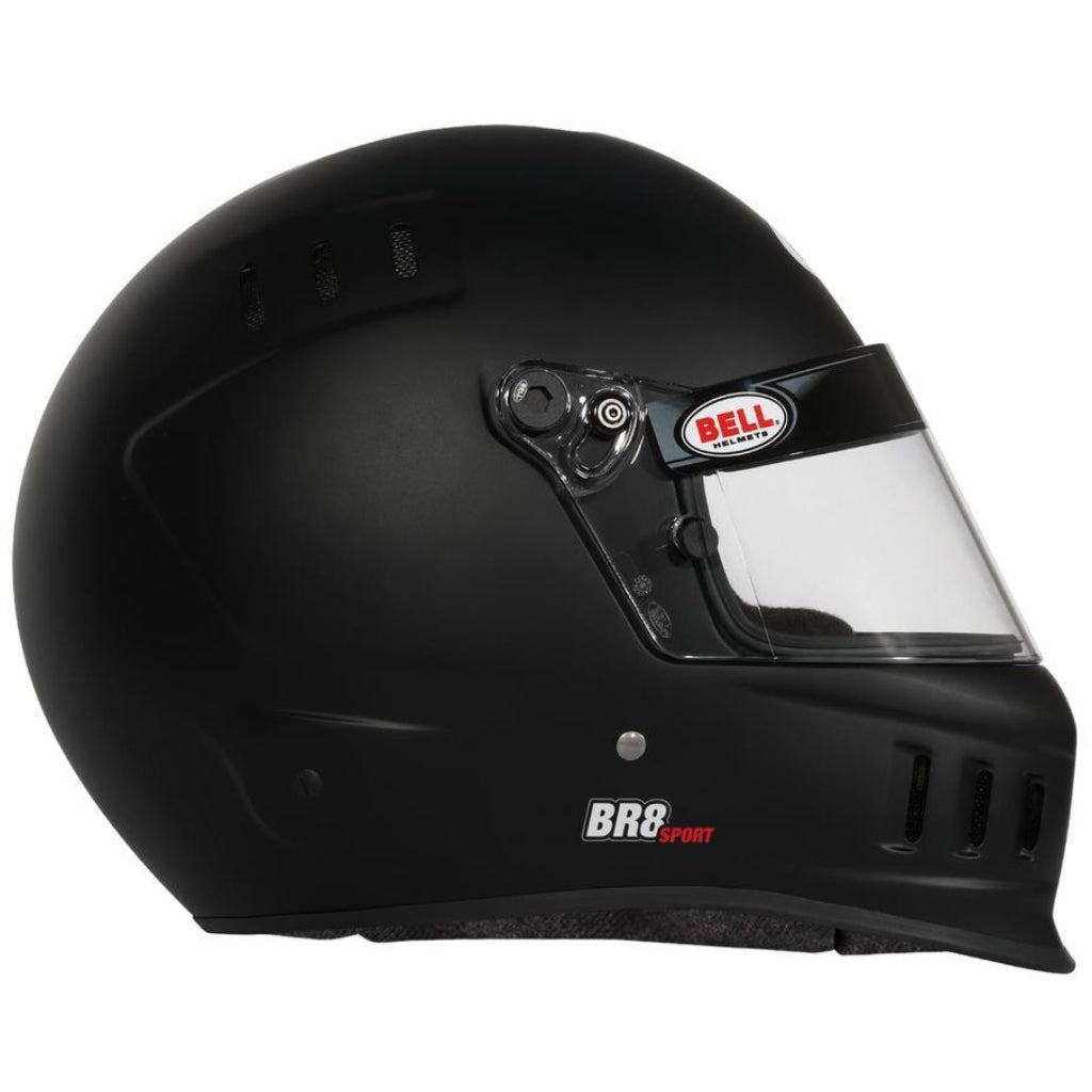 Bell BR8 Sport matte black full face helmet right side profile with visor hardware image