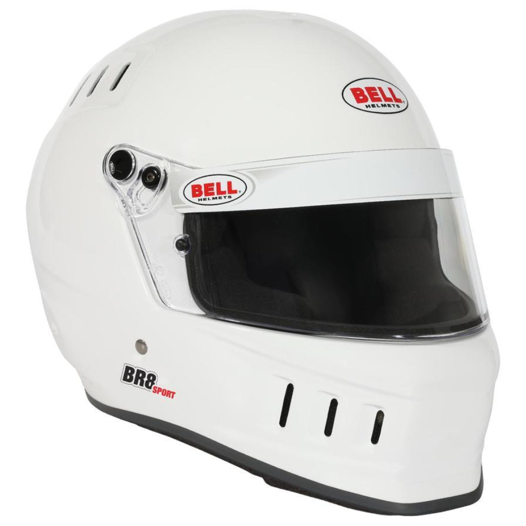 Bell BR8 Sport white full face helmet front right angle with chin ventilation image