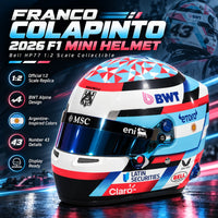 Thumbnail for Bell Franco Colapinto 2026 F1 mini helmet hero image with BWT Alpine design, Argentine colors, and number 43 details